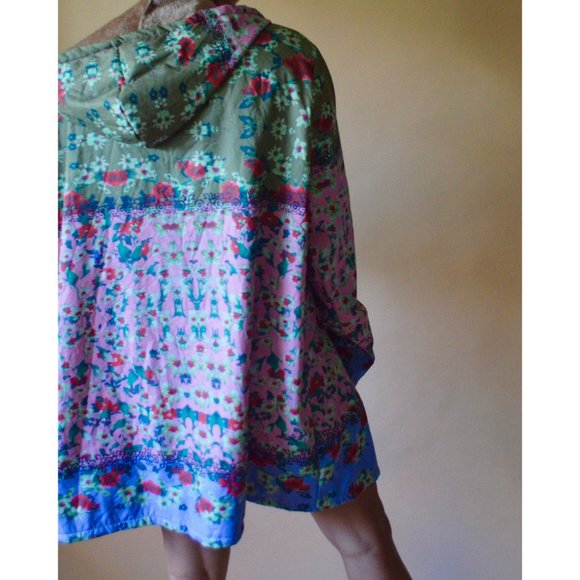 90s Floral Printed Fur-Lined Hooded Jacket - Picture 3 of 3